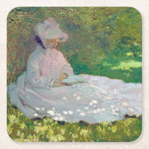 Springtime, Monet Square Paper Coaster