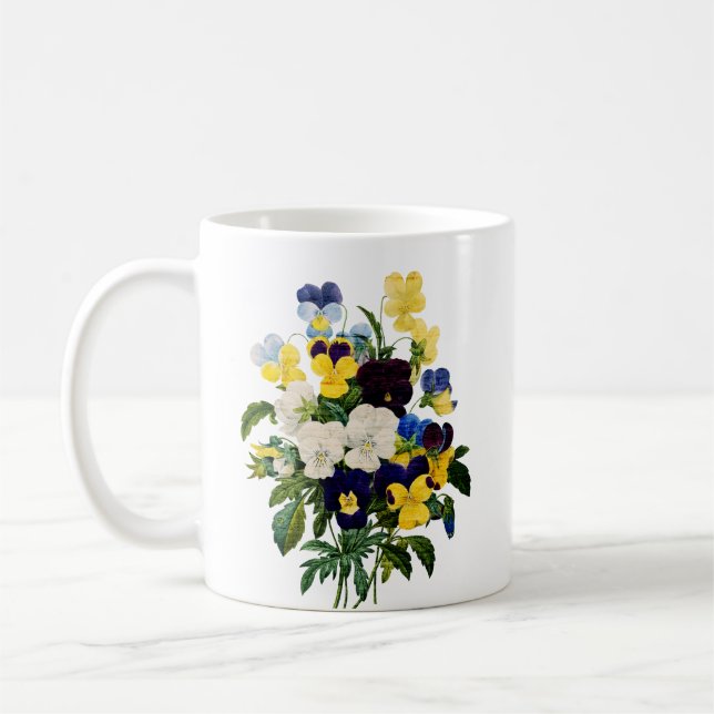 Springtime, pansies, gift for her, gardener coffee mug (Left)