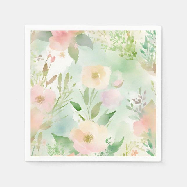 Springtime Pastel Watercolor Napkin (Front)