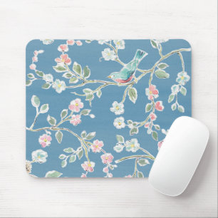 Springtime Pattern - Birds & Flowers Mouse Pad