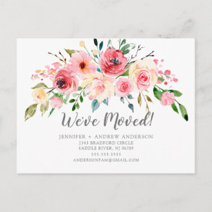 Springtime Peonies Rose Floral Moving Announcement Postcard