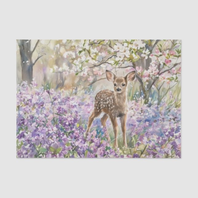 Springtime Purple Phlox and Fawn  Tissue Paper (Front)