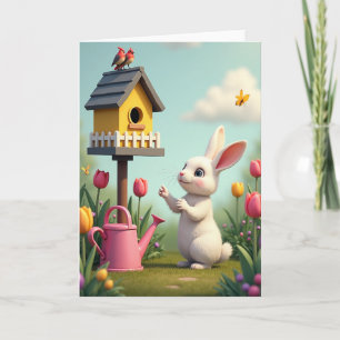 Springtime Rabbit Garden Scene Card