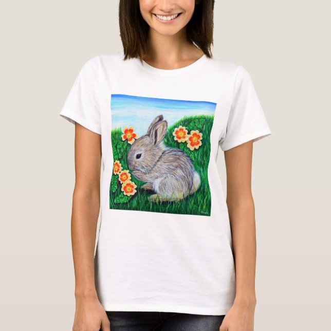 Springtime Rabbit Painting T-Shirt (Front)
