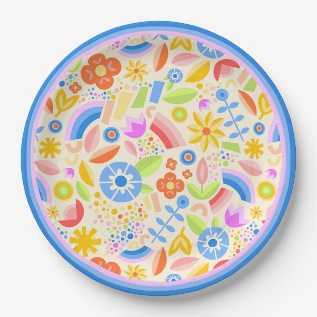 Springtime Rainbows Paper Plate (Front)