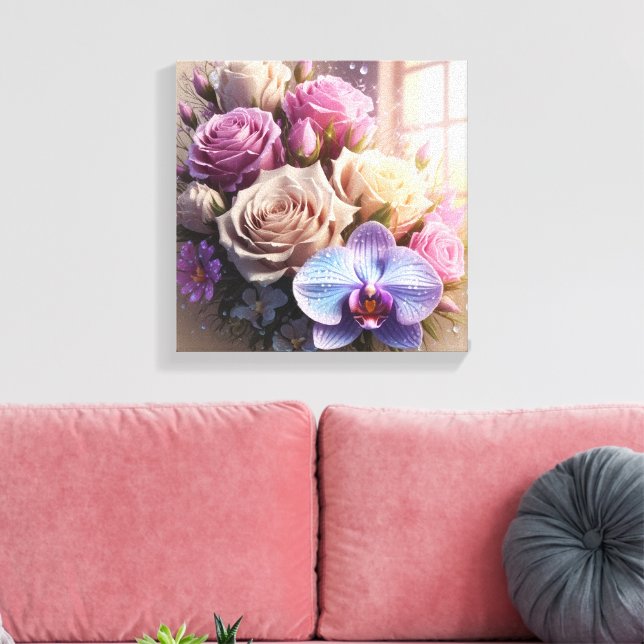 Springtime Splendour 3D Greeting Card with Dew-Kis Canvas Print (Insitu(LivingRoom))