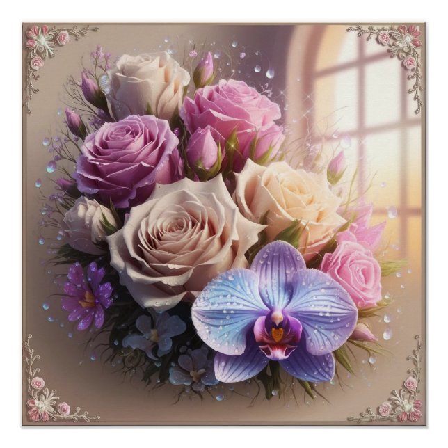 Springtime Splendour 3D Greeting Card with Dew-Kis Poster (Front)
