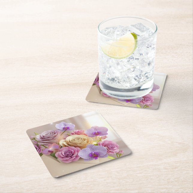 Springtime Splendour 3D Greeting Card with Dew-Kis Square Paper Coaster (Insitu)