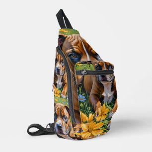 Springtime Staffordshire Bull Terrier Puppy, Sling Bag