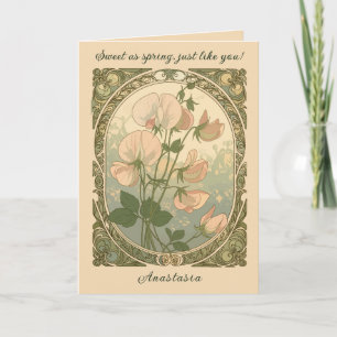 Springtime Sweet Pea Birth Month Flower Card