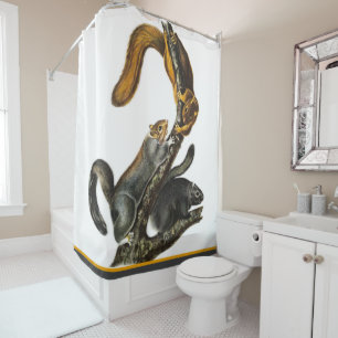 Springtime Three Happy Squirrels Shower Curtain