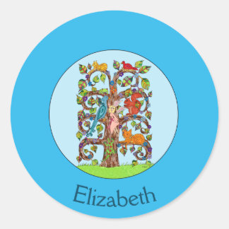 Springtime Tree of Life Personalised Classic Round Sticker