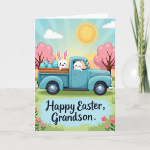 Springtime Truck Bunny Friends Card