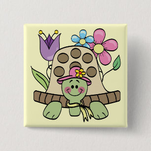 Springtime Turtle Tshirts and Gifts 15 Cm Square Badge