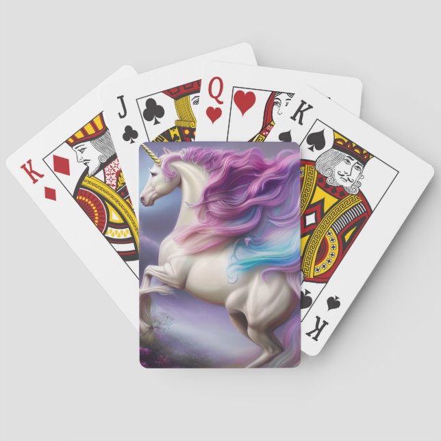 Springtime Unicorn Horse Triptych Envelope Liner Playing Cards (Back)