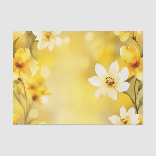 Springtime Yellow Flowers With Soft Watercolor Tissue Paper (Front)
