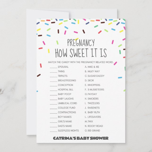 Sprinkle Baby Shower - Editable Name, 5x7 Invitation (Front)