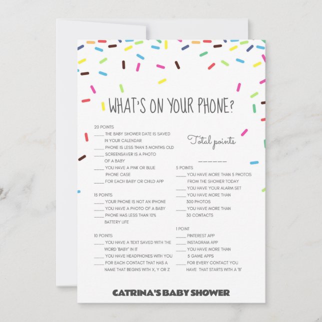 Sprinkle Baby Shower - Editable Name, 5x7 Invitation (Front)