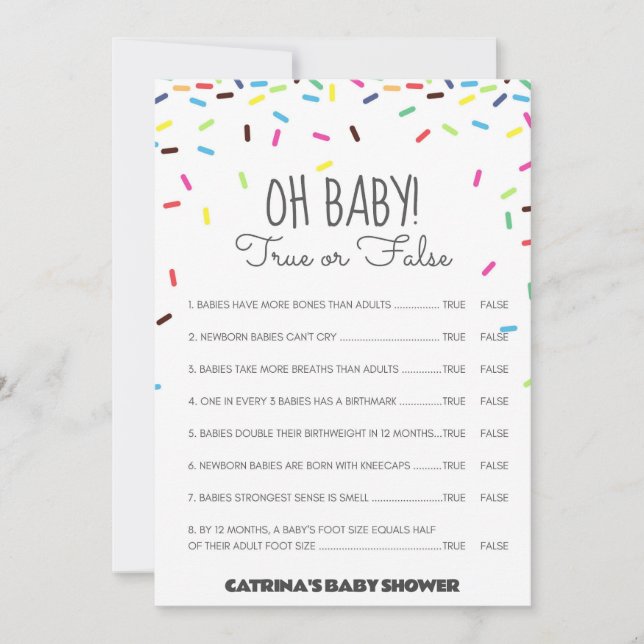 Sprinkle Baby Shower - Editable Name, 5x7 Invitation (Front)