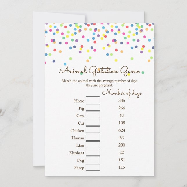 Sprinkle Baby Shower Game w answer back 5x7 size Invitation (Front)