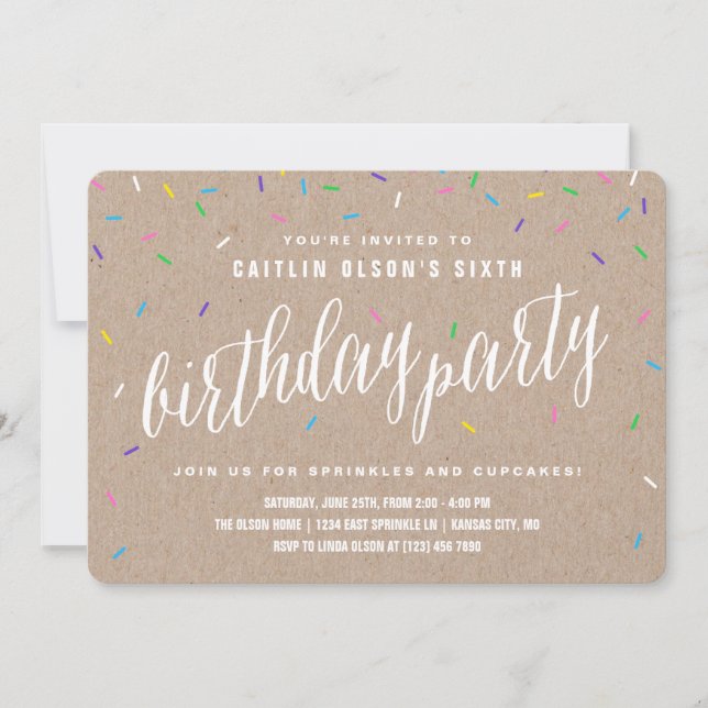 Sprinkle Birthday Party Invitations (Front)