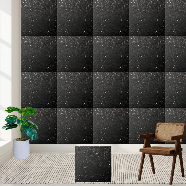 Sprinkle Black White Glitter Classy Ceramic Tile (Sprinkle Black White Glitter Classy Ceramic Tile)