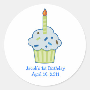 Sprinkle Cupcake 1st First Birthday Favour Classic Round Sticker