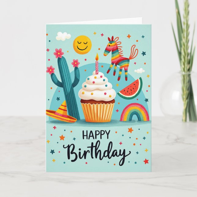 Sprinkle Cupcake Birthday Card (Front)