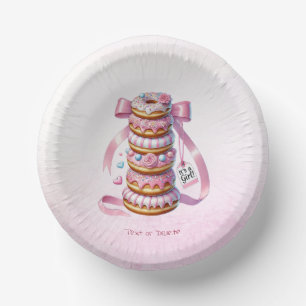 Sprinkle Doughnuts Pink Ribbon Paper Bowl Plate