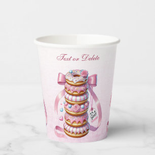 Sprinkle Doughnuts Pink Ribbon Paper Cups