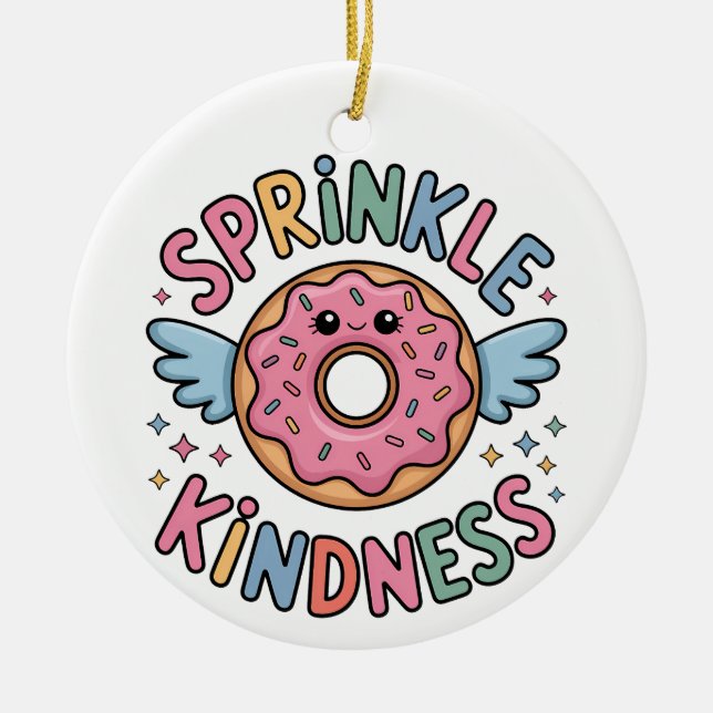 Sprinkle Kindness | Doughnut Ceramic Tree Decoration (Front)