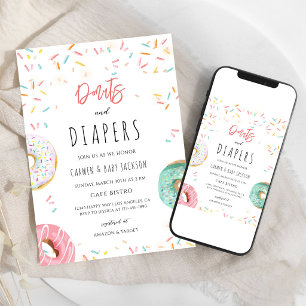 Sprinkle Pink Doughnut Coed Baby Shower Invitation