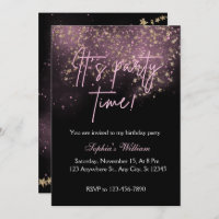 Sprinkle Pink Stars birthday invitation