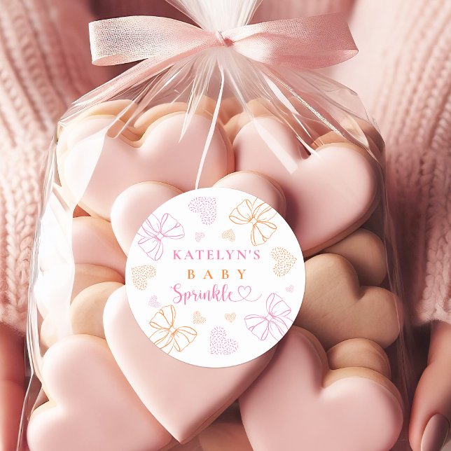Sprinkle Ribbon Baby Shower Round Stickers (Creator Uploaded)