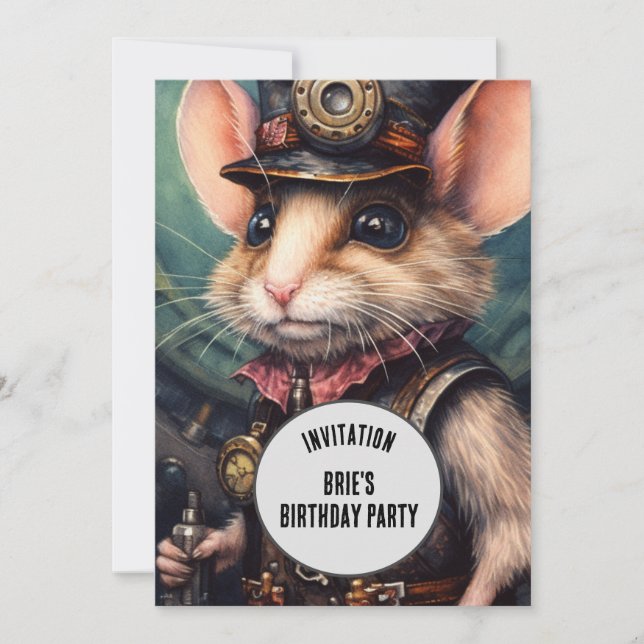 Sprinkle Steampunk Animal Custom name Invitation (Front)
