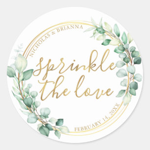Sprinkle The Love Gold Greenery Eucalyptus Fancy Classic Round Sticker