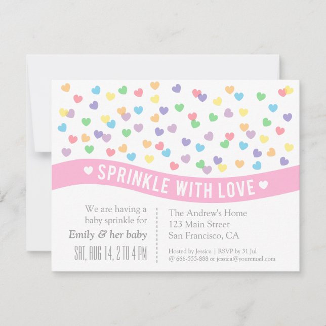 Sprinkle with Love Baby Sprinkle Invitations (Front)