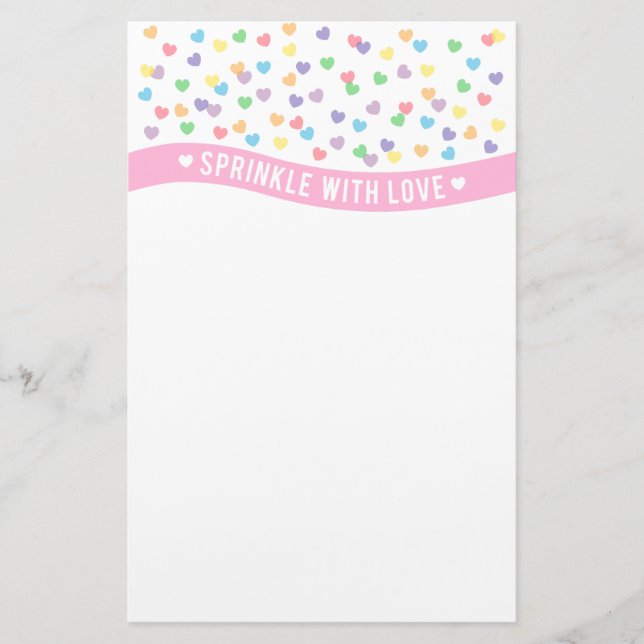 Sprinkle with Love Colourful Hearts Stationery (Front)