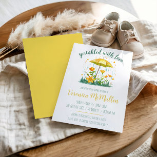 Sprinkle with Love! Yellow Umbrella Baby Sprinkle Invitation