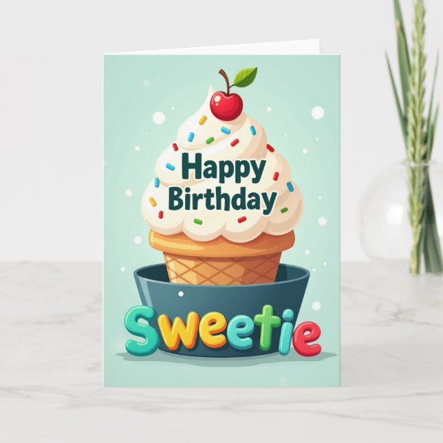 Sprinkled Cone Birthday Card (Front)