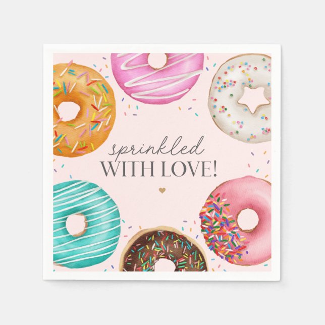 Sprinkled Doughnut Baby Sprinkle Party Table Decor Napkin (Front)