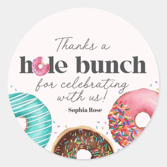 Sprinkled Doughnut Circle Favour Sticker Party (Front)