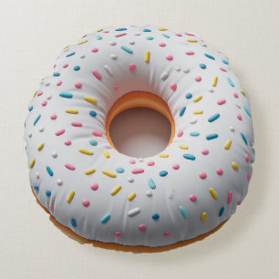 Sprinkled Doughnut Round Pillow – Fun and Realisti