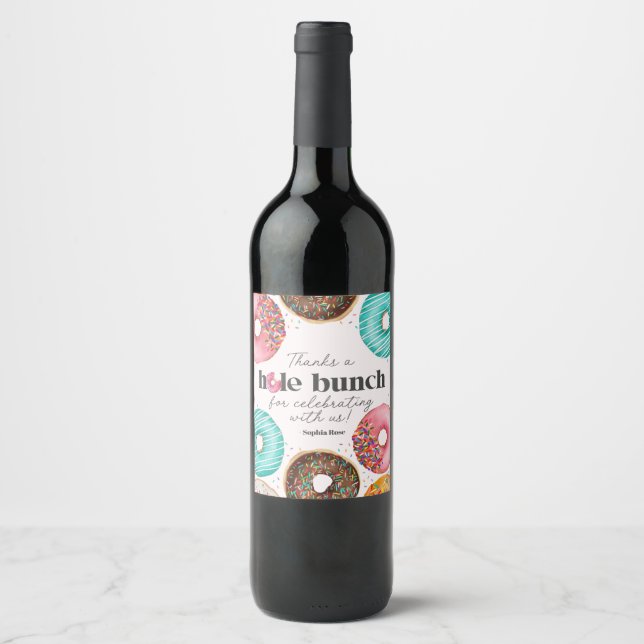 Sprinkled Doughnut Wine Label Sticker Party (Front)