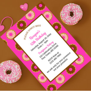 Sprinkled Doughnuts All Occasion Pink Party Invitation