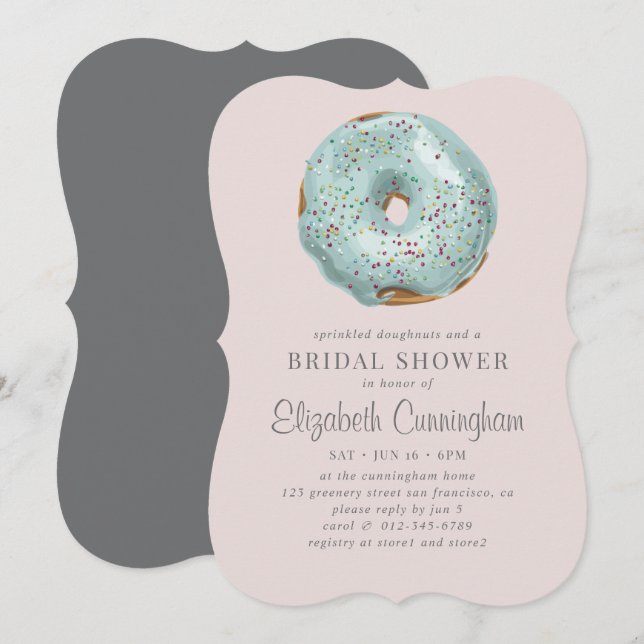 Sprinkled Doughnuts and a Bridal Shower Invitation (Front/Back)