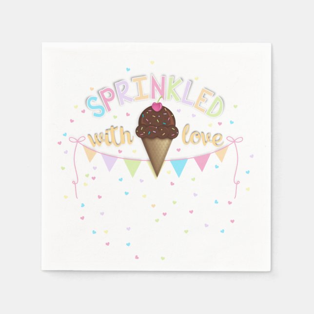 Sprinkled With Love Baby Shower Napkins (Front)