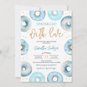 Sprinkled With Love Blue Donuts Baby Shower Invitation