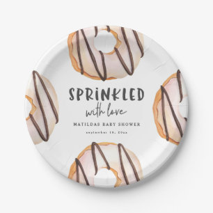 Sprinkled with love donut baby shower paper plate