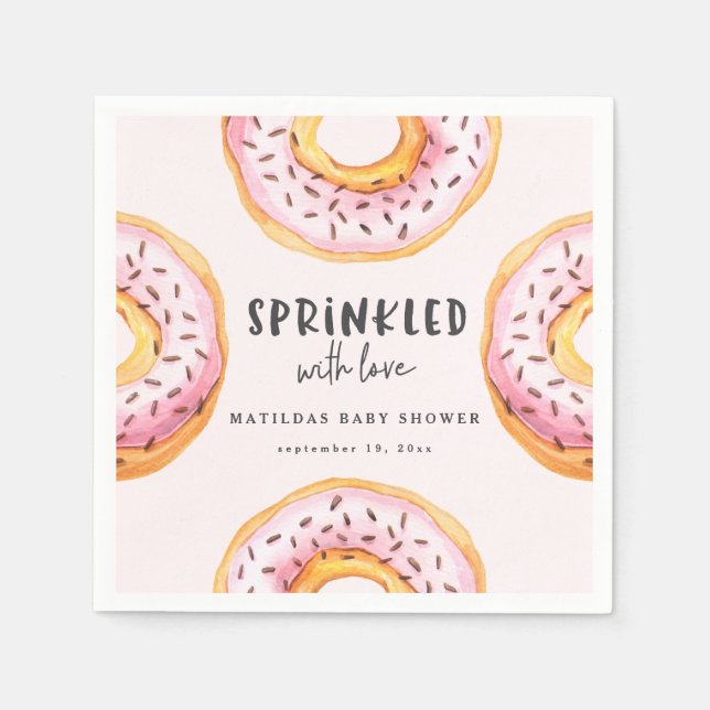 Sprinkled with love doughnut baby shower napkin (Front)